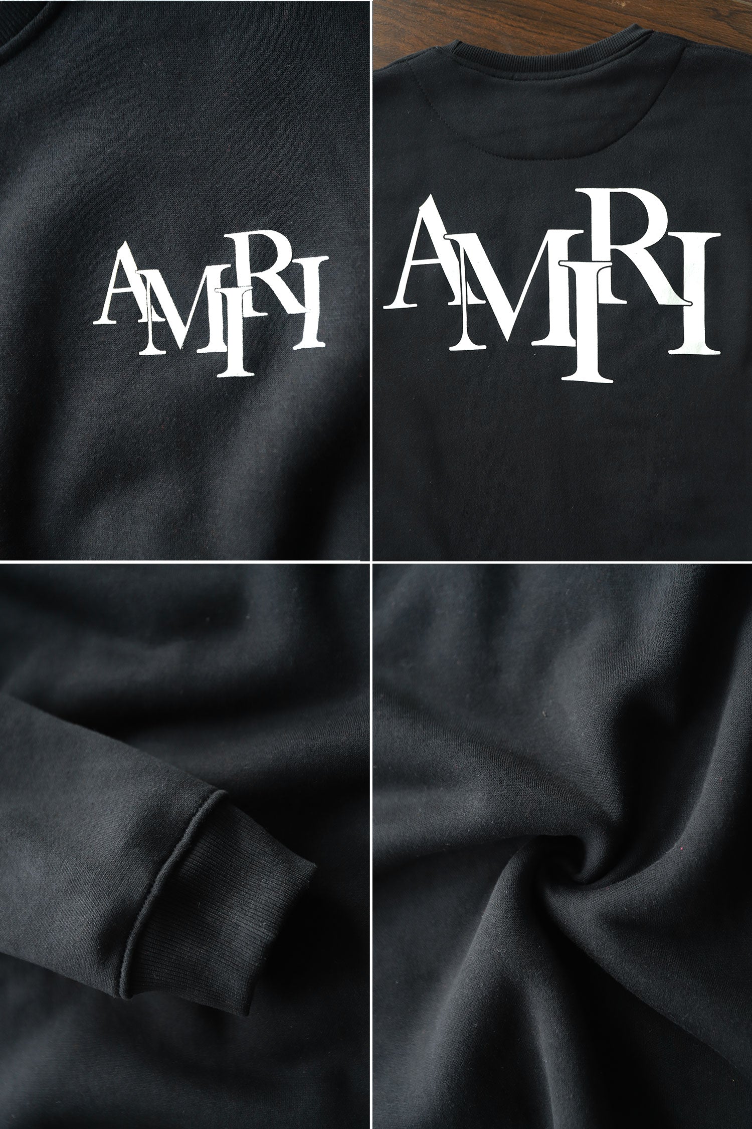 Amri Slogan Signature Crew Neck Full Sleeves Men's Sweatshirt In Black