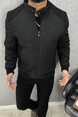 Block Stitch Texture Padded Imported Puffer Jacket