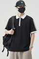 Turbo Half-Zipper Closure Style Men's Polo Shirt In Black&White