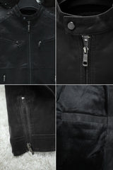 Self Shaded Men's Imported Suede Leather Jacket In Black