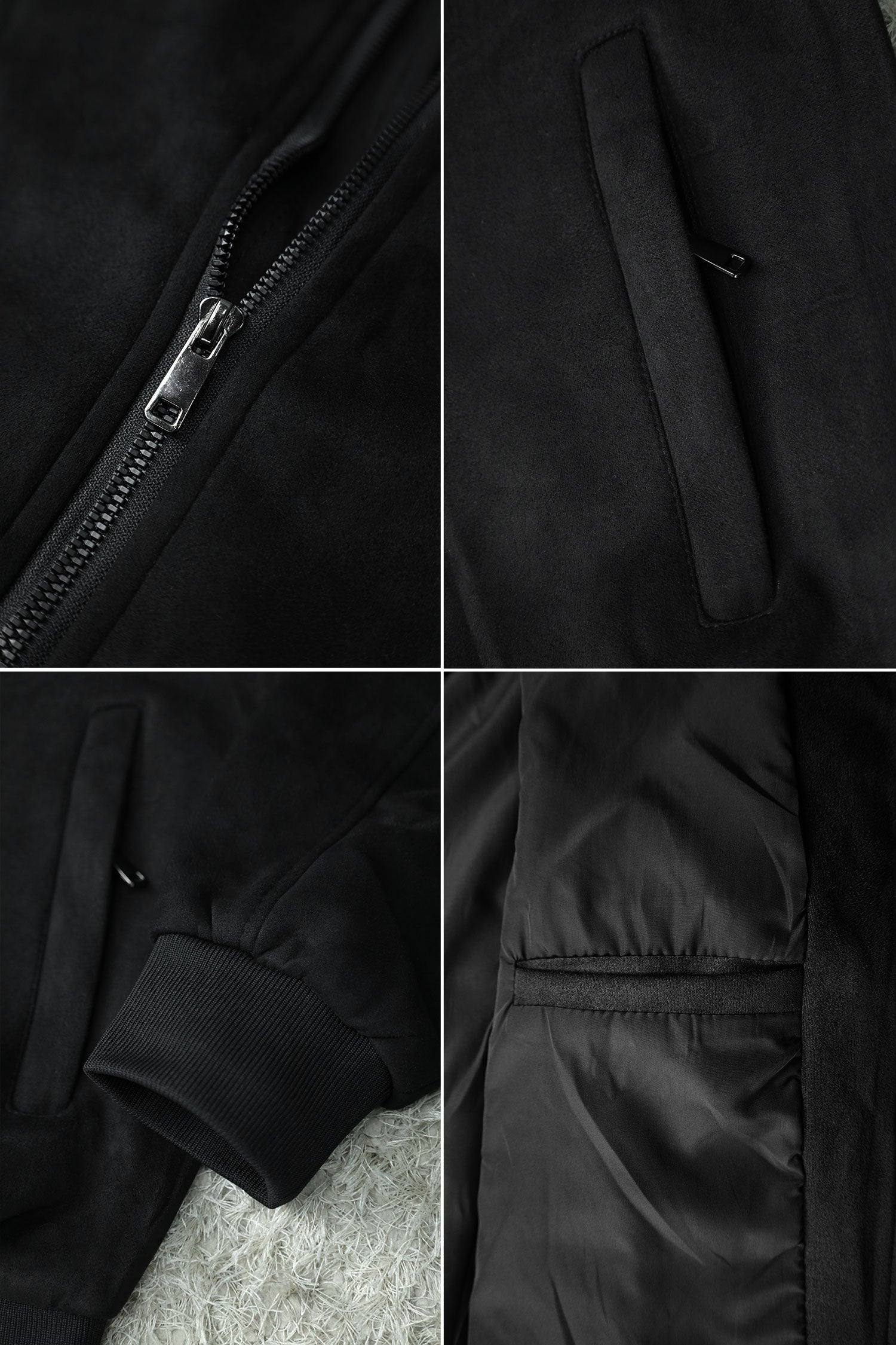 Classic-Effect Premium Zipper Men's Suede Jacket