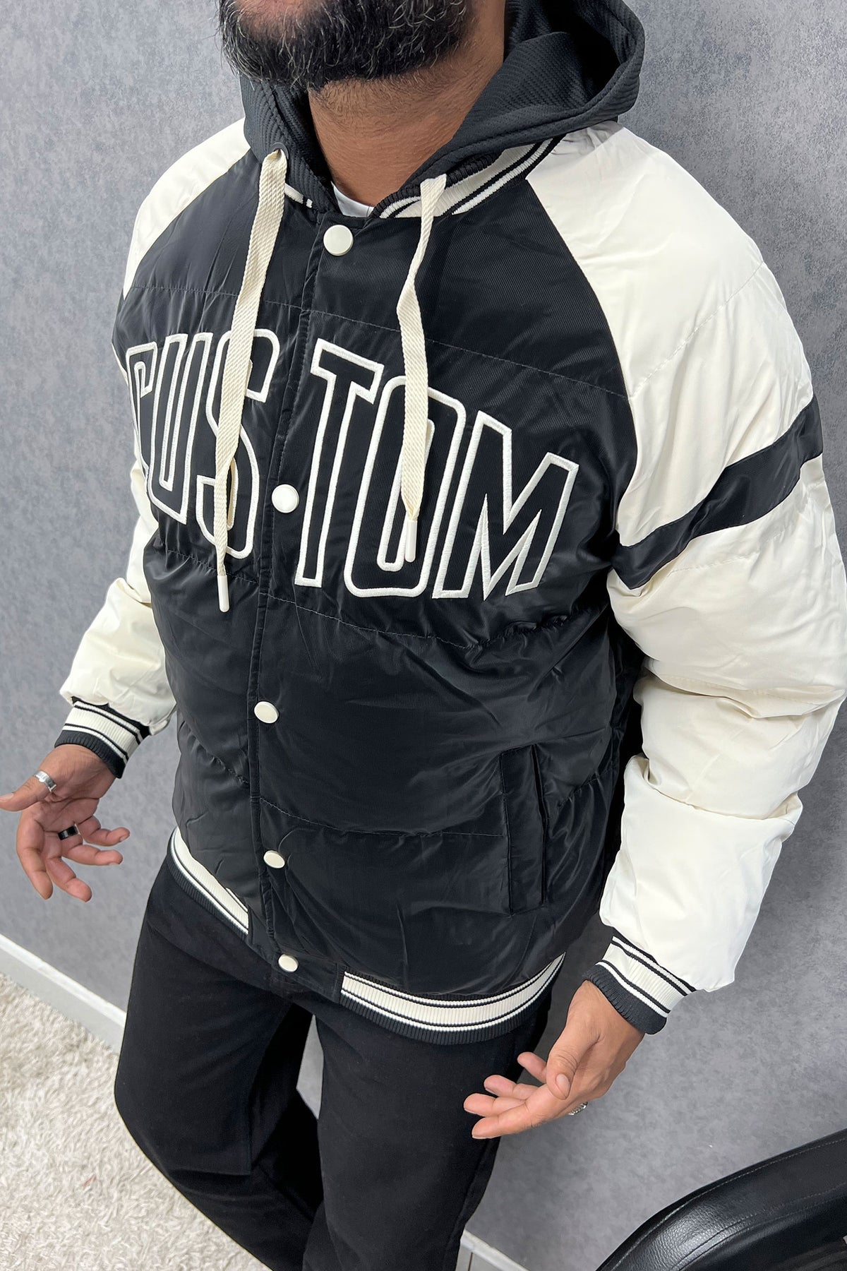 Custom Two Tone Premium Padded Imported Puffer Jacket