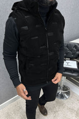 Winter Perfect Quilted Detachable Hood Imported Men's Gilet In Black