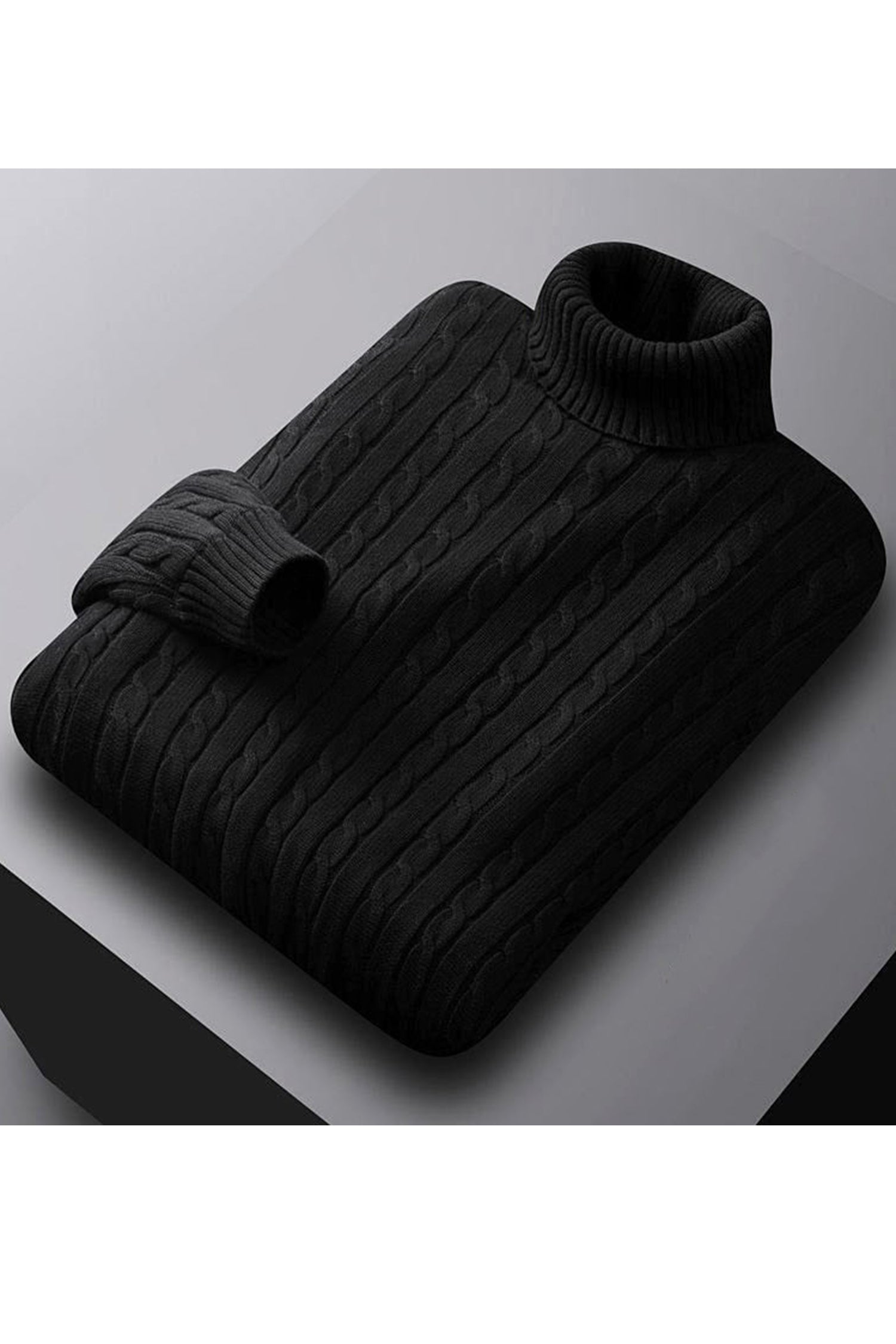 Textured Pattern Turtleneck Cashmere High Neck