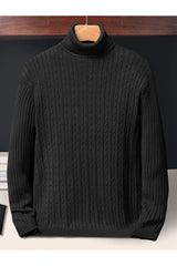 Textured Pattern Turtleneck Cashmere High Neck In Black