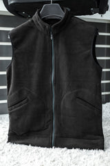 Warm Fleece Imported Men's Gilet In Black