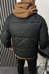 Winter Breeze Hood Style Imported Puffer Jacket In Black