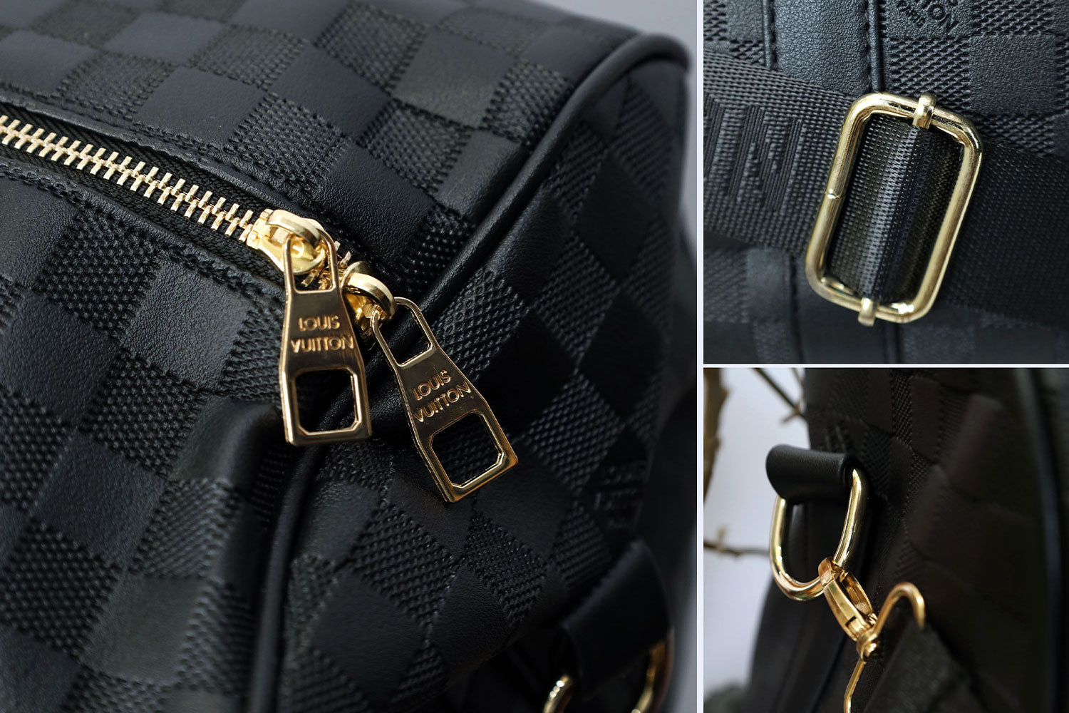 Luis Vten Imported Embossed Texture Travel bag in Black