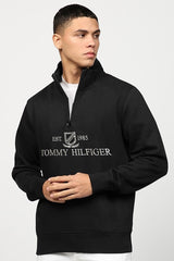 Tmy Hlfgr Embriodered Half Zip Full Sleeves Men's Sweatshirt