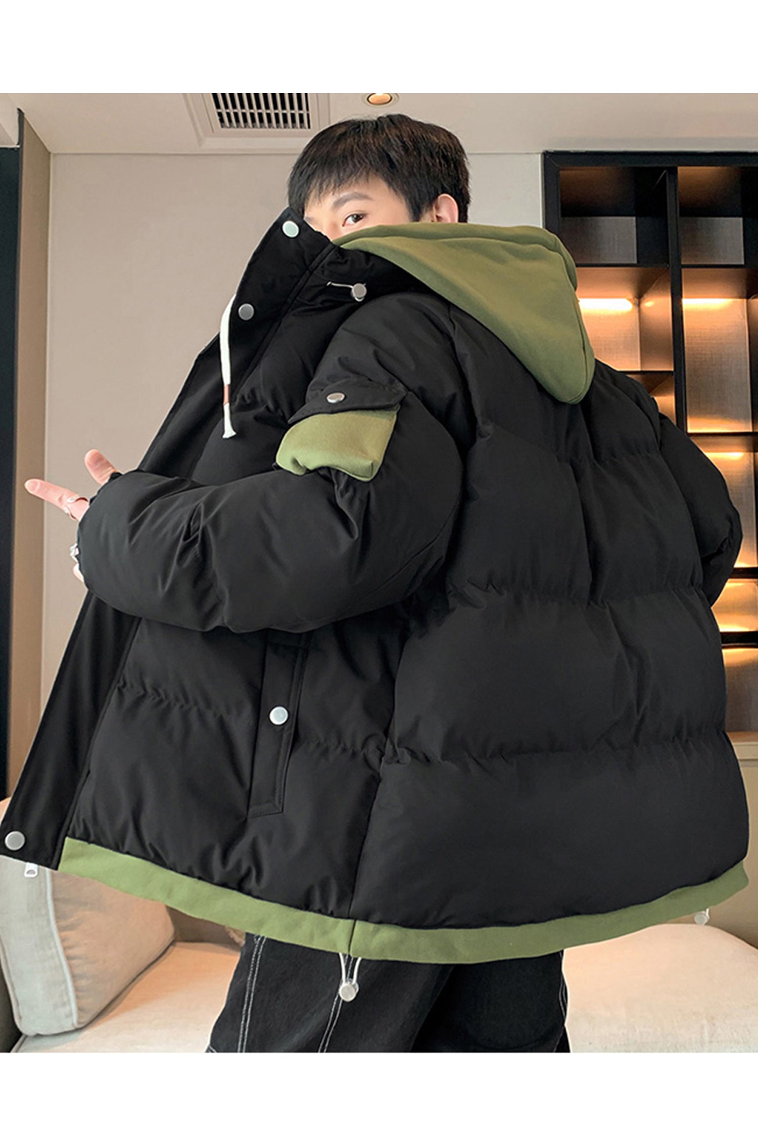 Trendy Hype Dual Zip Hooded Imported Puffer Jacket