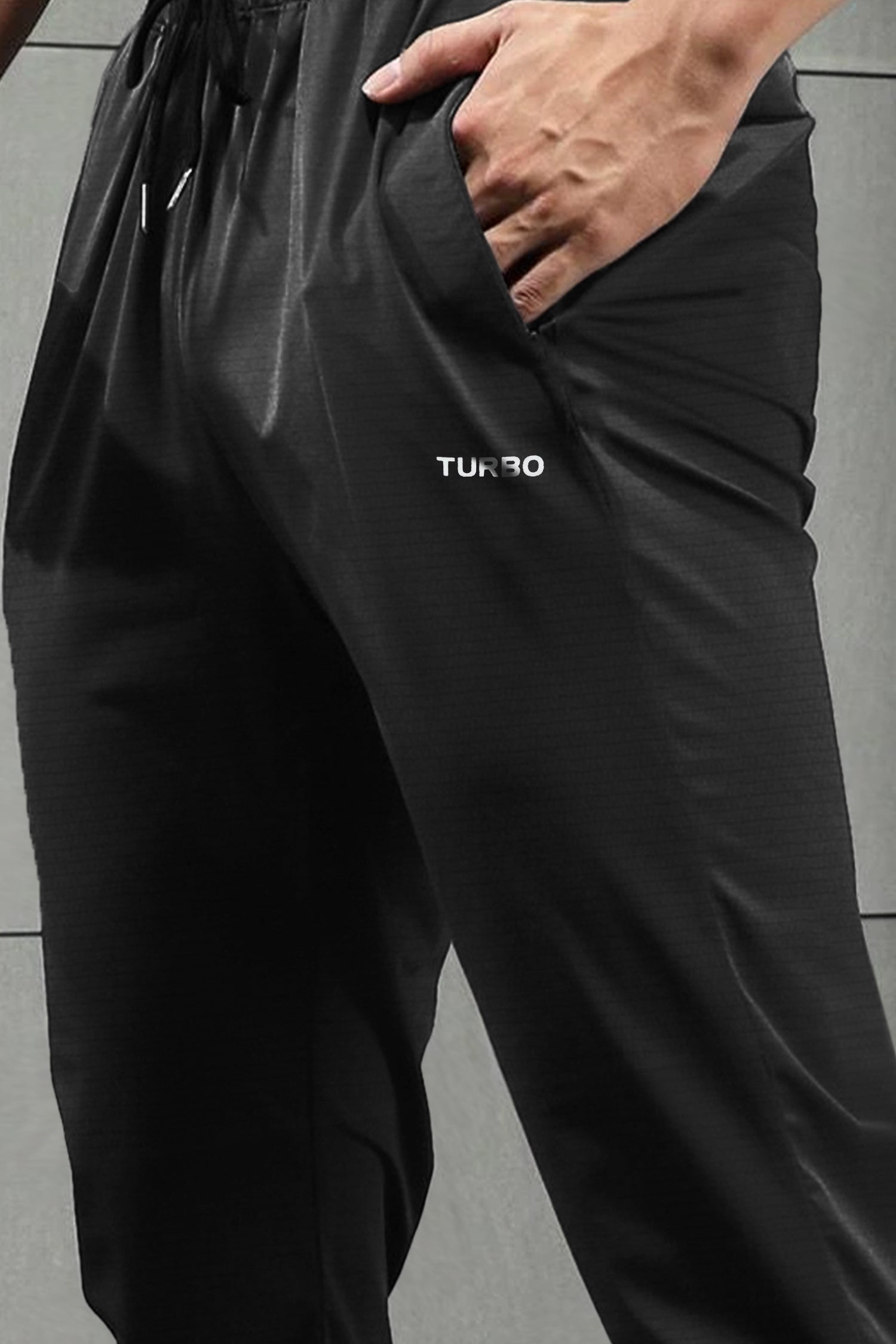 Turbo Siganture Elastic Dryfit Sportswear Trouser in Black