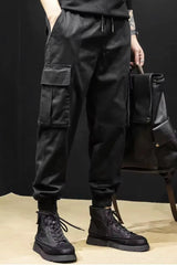 Turbo Vintage Grip Signature Imp Cotton Cargo Trouser In Black