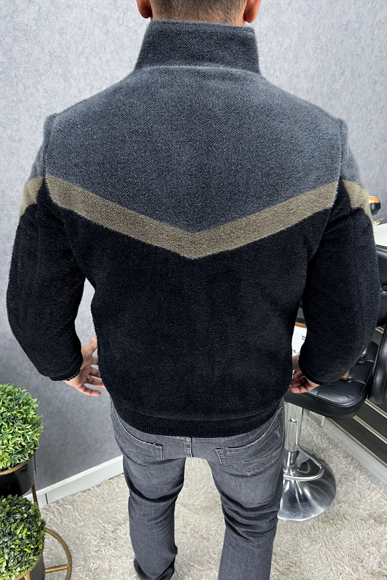 Diagonal Design Tone Imported Men's Woolen Jacket