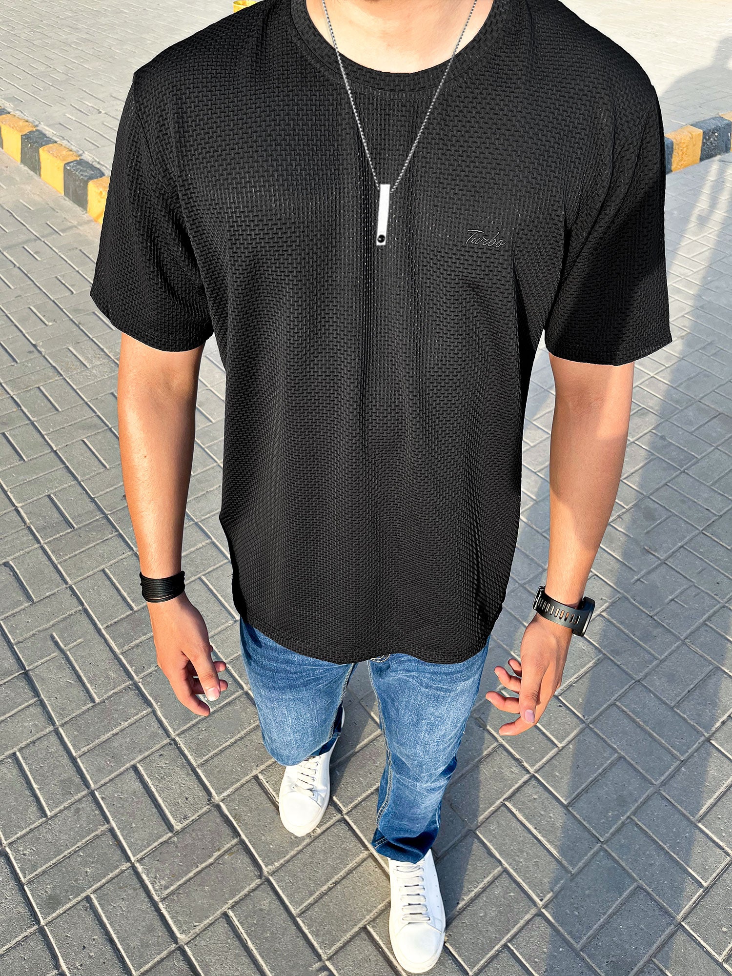 Self Texture Turbo Regular Fit T-Shirt