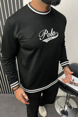 Polo Rph Lren Tennis Crew Neck Men's Full Sleeves Sweatshirt In Black