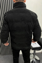 Stay Warm Textile Design Quilted Padded Imported Puffer Jacket In Black