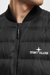 Stont Island Rib Collar Imported Puffer Jacket In Black