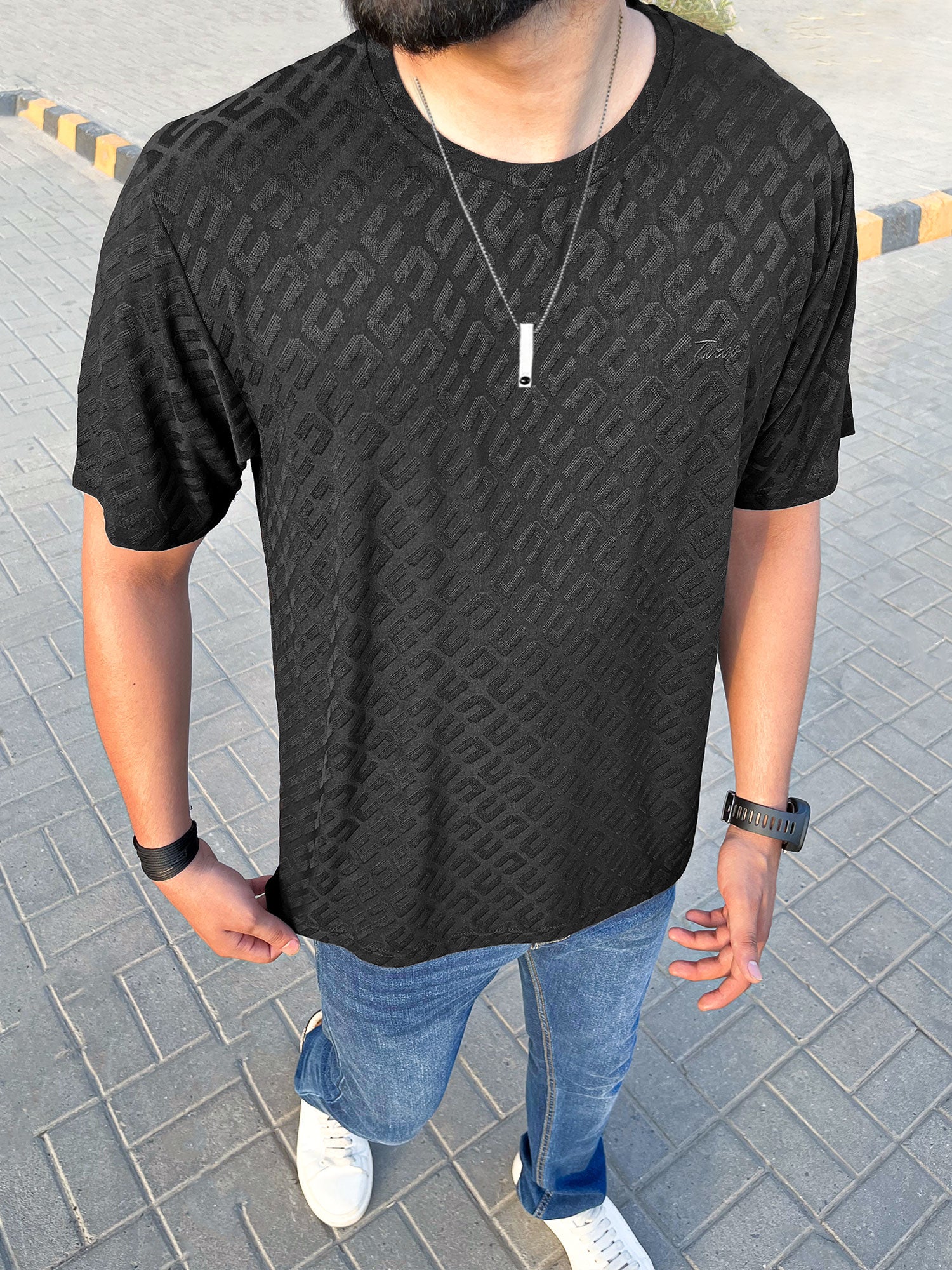 Self Texture Turbo Signature T-Shirt In Black