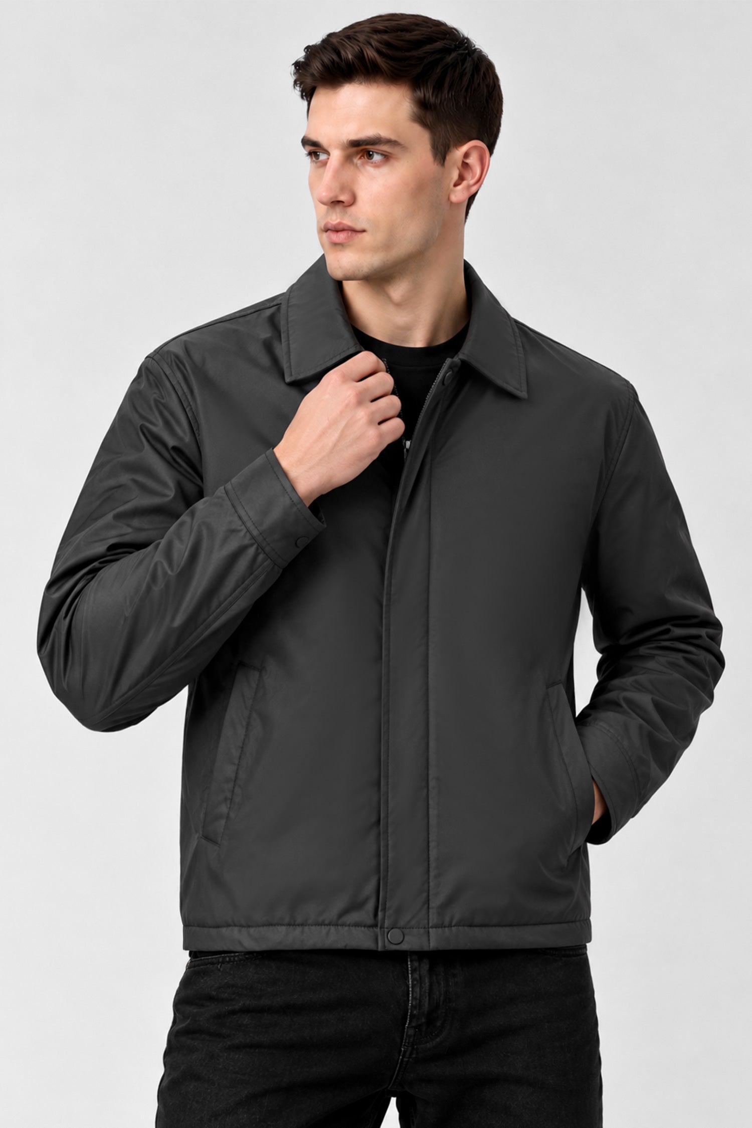Turbo Lightweight Wind-Breaker Imported Leather Jacket In Black