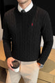 Turbo x Polo Braided Old Money Pattern Imported Men's Sweater In Black