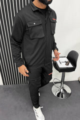 Turbo Pocket Style Men Tracksuit In Black