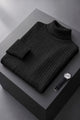 Turbo Cable-Knit Texture Turtleneck Pullover Imported High Neck In Black