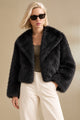Women Fluffy Crop Collar Imported Fur Jacket
