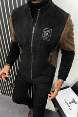 Crafted Contrast Tone Imported Men's Woolen Jacket In Black