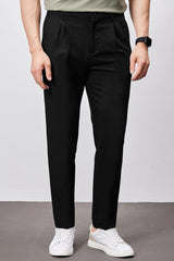 Safari Style Men's Carrot Fit Cotton Pant In Black