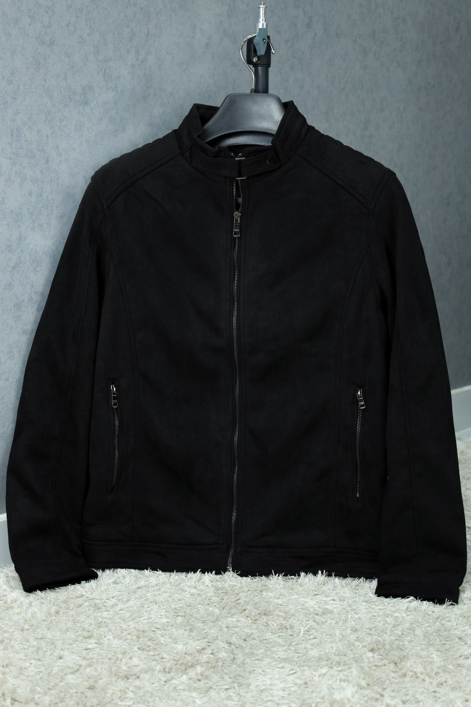 Zip-Front Trendy Men's Suede Jacket