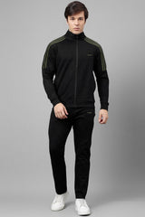 Turbo Stripe Style Men Zipper Tracksuit In Black