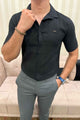 Turbo Textured Champ Casual Shirt In Black