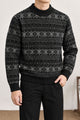 Aesthetic Geometric Patterned  Imported Round Neck Rabbit Wool Men's Sweater