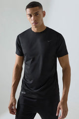Dry Fit Crew Neck Tee With Nke Aplic Logo In Black