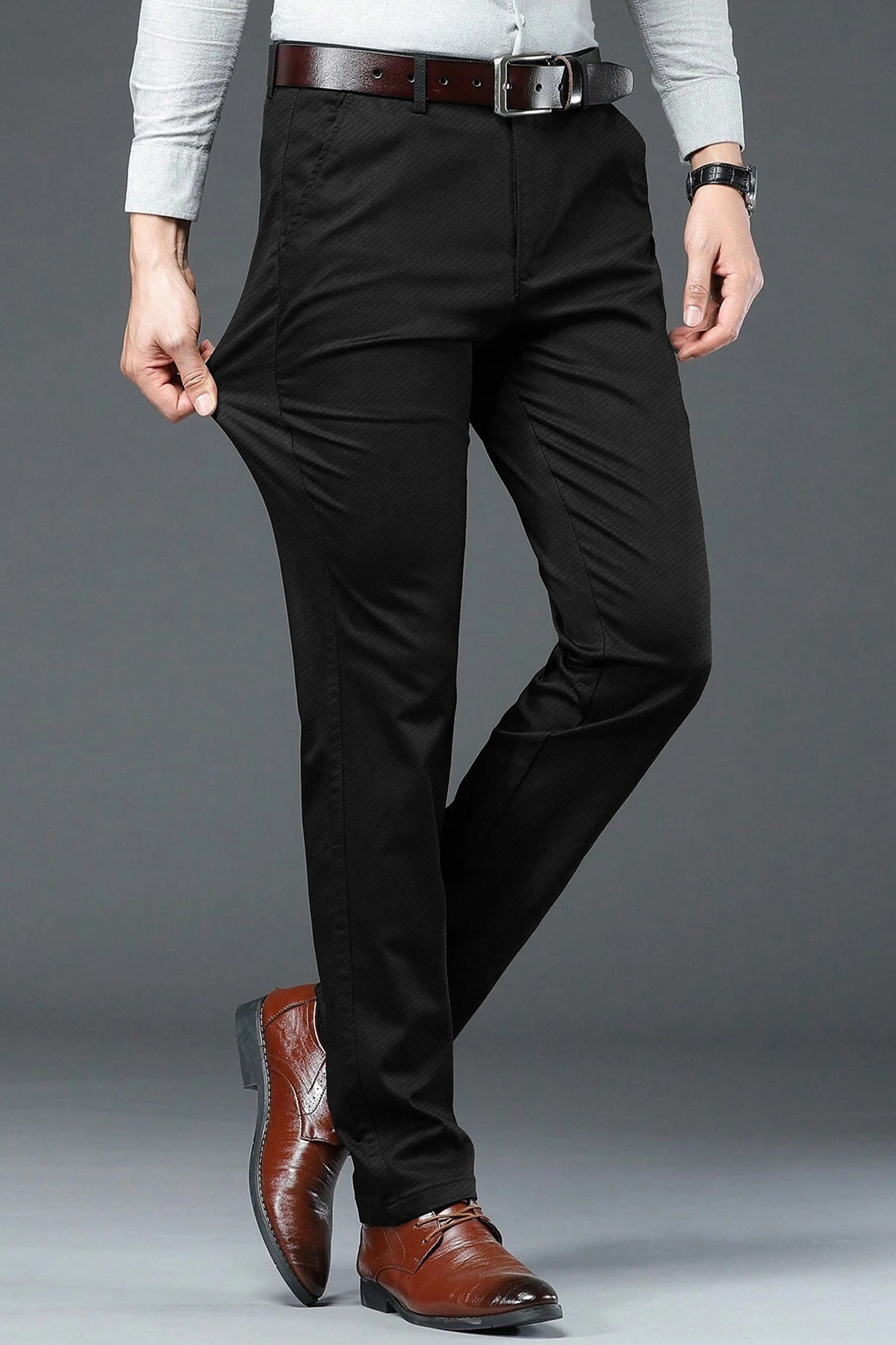 Turbo Urban Executive Slim Fit Cotton Pant In Black