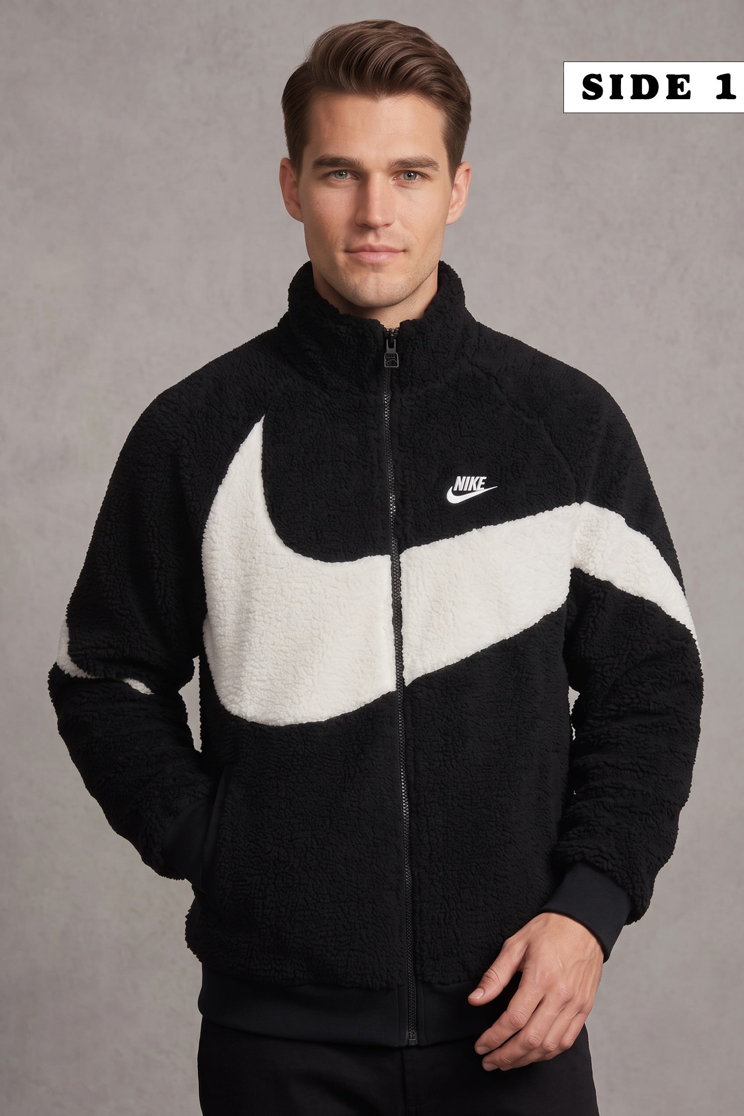 Nke Wind-Runner Swoosh Double Sided Imported Sherpa Puffer Jacket