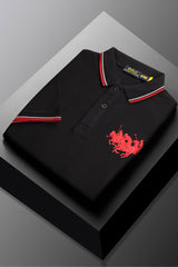 Rph Luren Polo Club 3 Triple Pony Men's Polo Shirt In Black