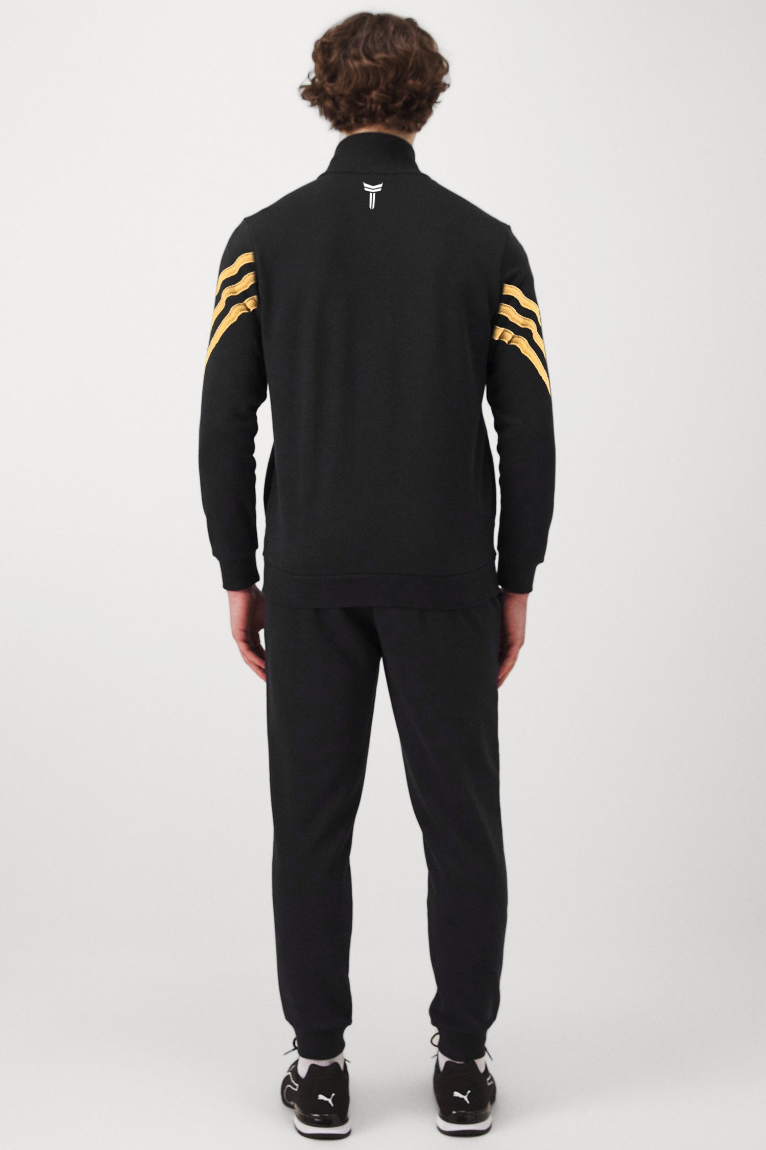 Turbo Diagonal Stripes Men Zipper Tracksuit In Black