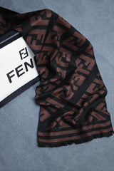 Fndi Letter Imitation Warm Wool Men Mufflers In Black