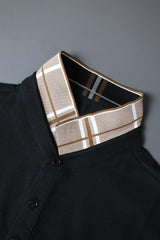 Turbo Polo Patterened Collar Men's Polo Shirt In Black