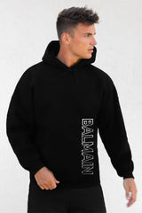 Blman  Embroidered Typography Essential Fleece Hoodie