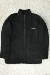 Turbo Zipper Style Sherpaa Fleece Light Weight Jacket In Black