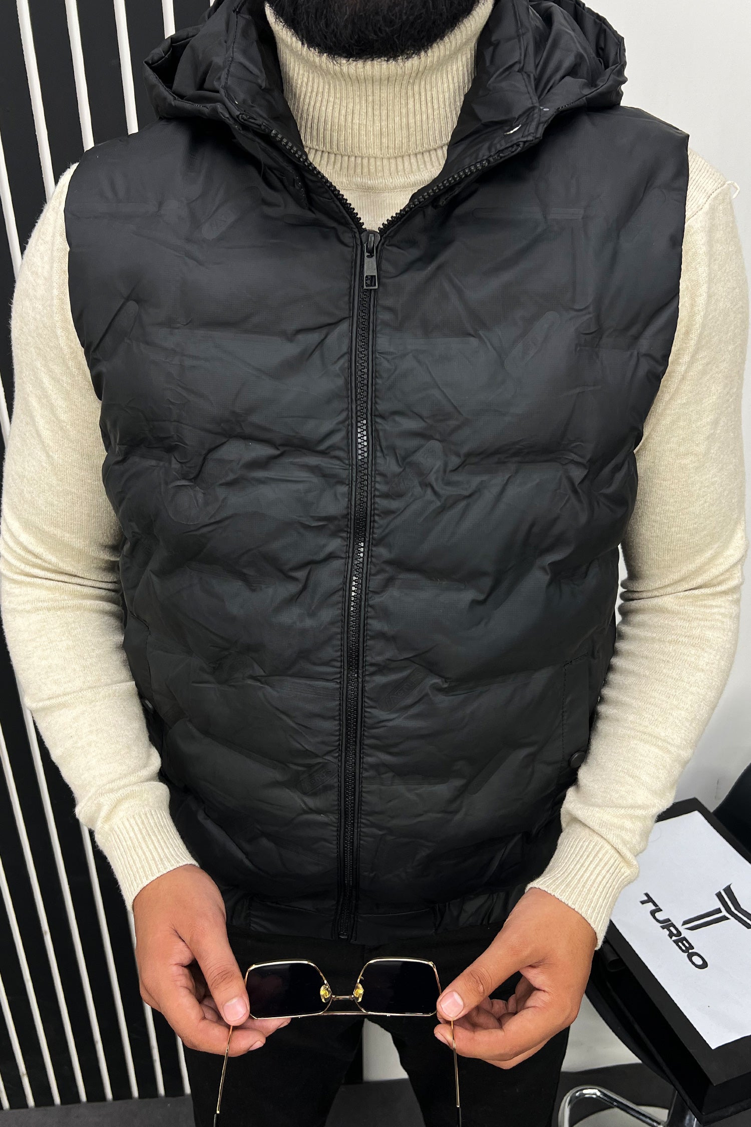 Plain Padded Hood Quilted Imported Men's Gilet