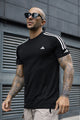 Adds Shoulders 3 Stripe Style Imp Dry-Fit Tee In Black