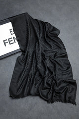 Fndi Self Pattern Luxury Silk Men Mufflers In Black