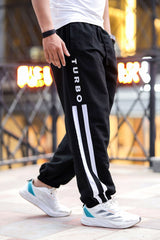 Turbo Stripe Bottom Imp Baggy Trouser In Black