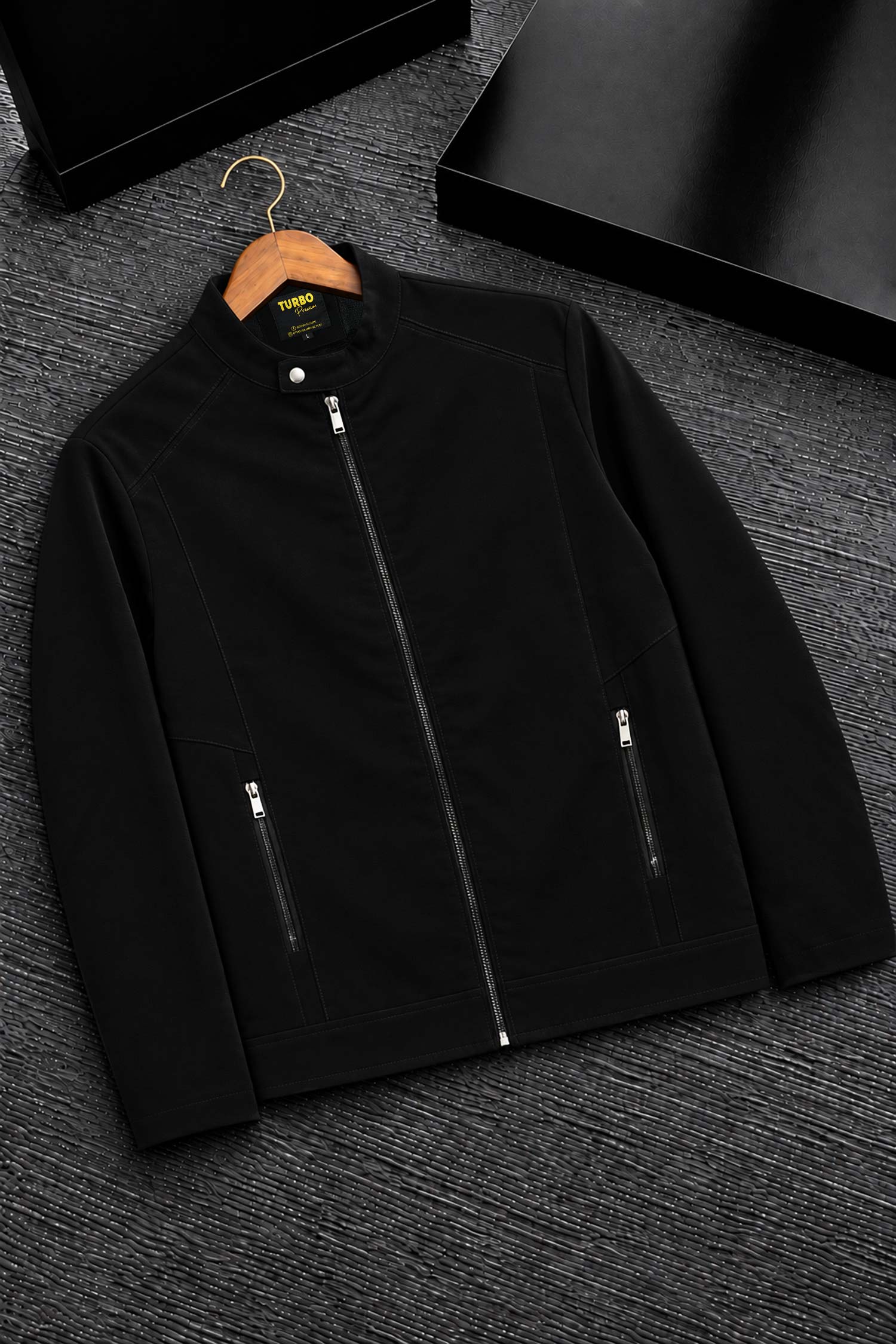 Turbo Casual Outerwear Imported Suede Leather Jacket In Black