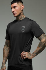 Jrdn Paris Slogan Edition Dry-Fit Tee In Black