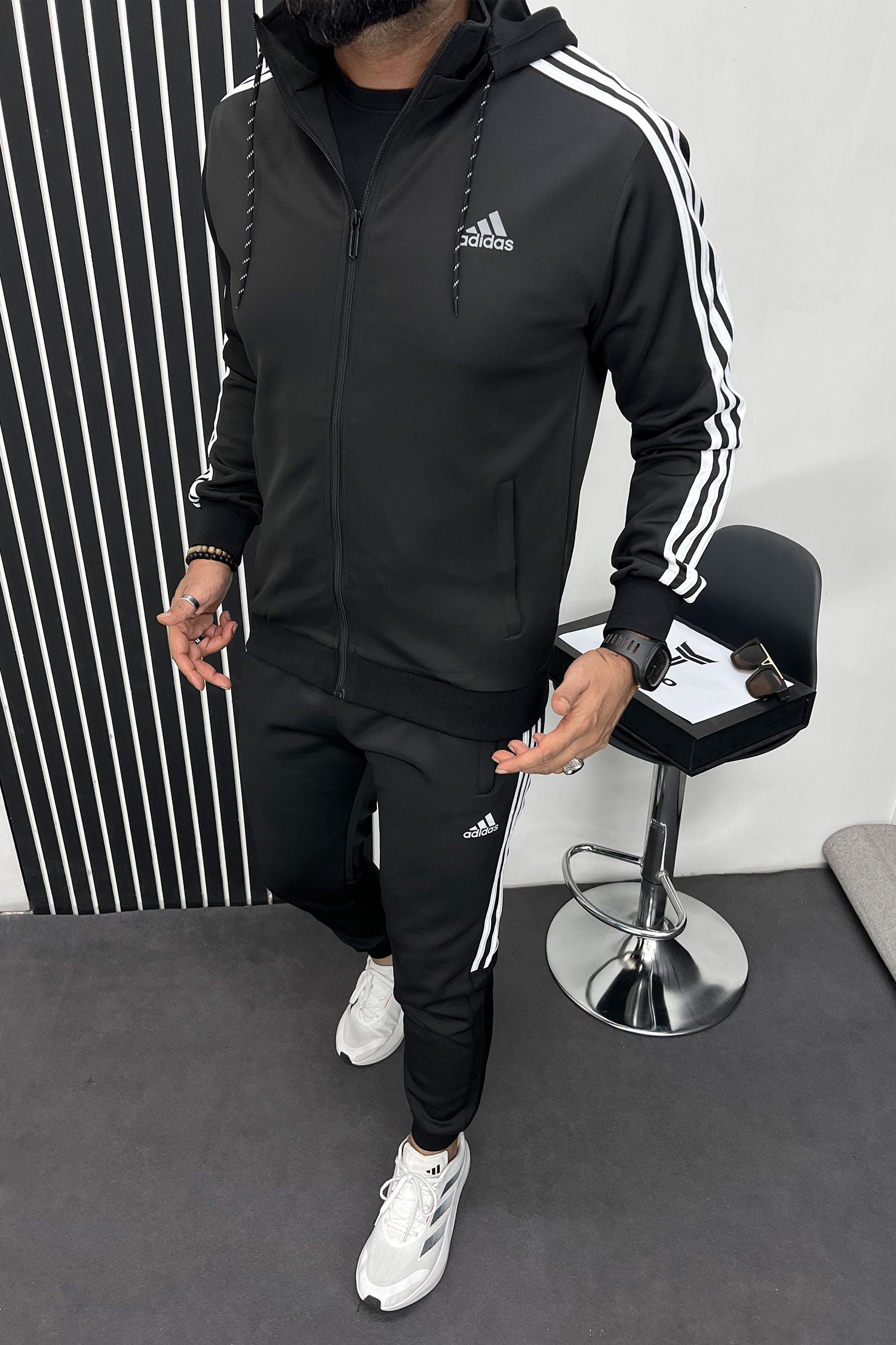 Adds Signature Slogan Sportswear Men Zipper Tracksuit