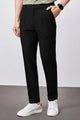 Double Plate Men's Carrot Fit Cotton Pant In Black